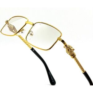 Gold Sunglasses Mens Rectangle Frame Fashion Clear Eye Glasses Hip‎ Hop Street